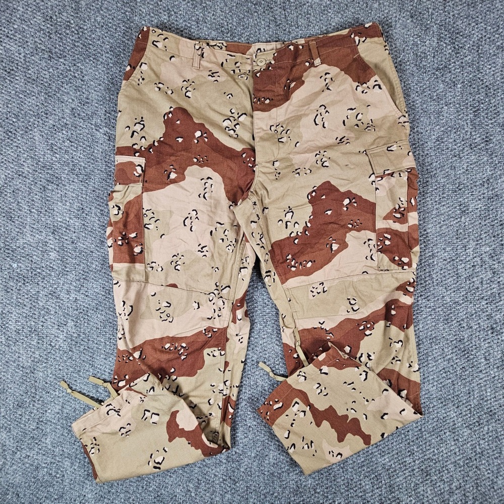 Vtg US Military Chocolate Chip Desert Camo Combat Cargo Pants Trousers XL 90's - Picture 2 of 9